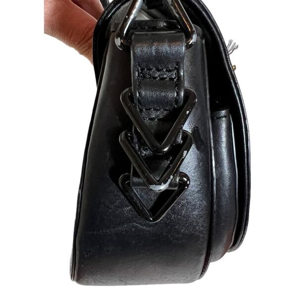 Rebecca Minkoff Astor Perforated Black Leather Saddle Bag Crossbody Adjustable - Picture 9 of 13